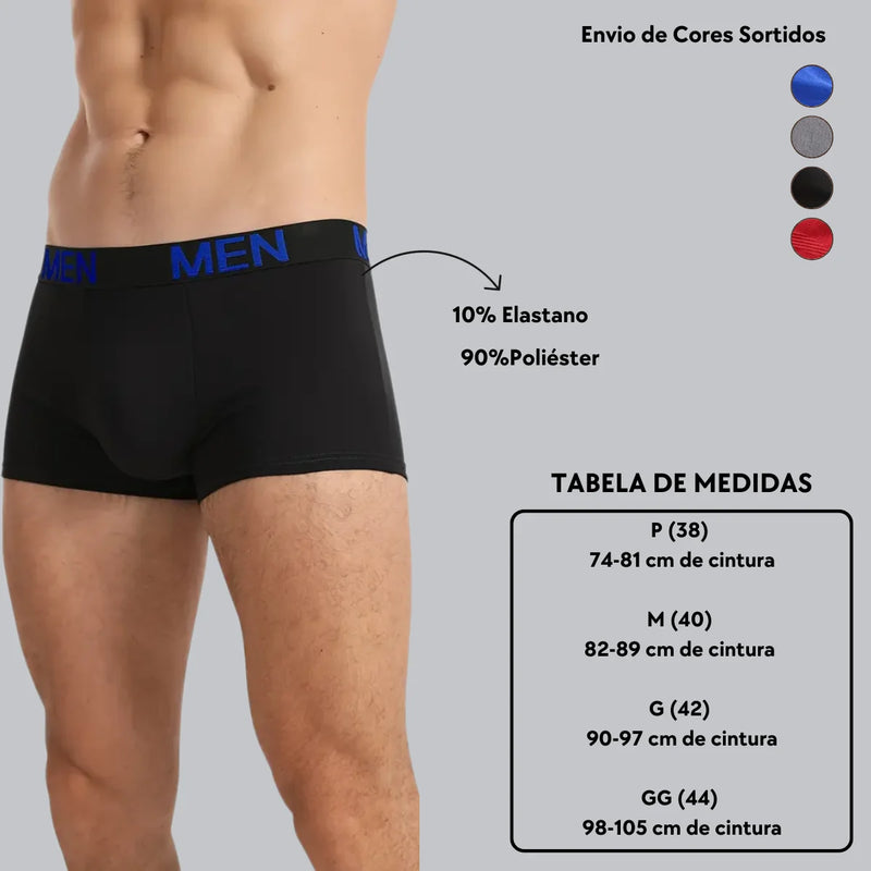 Kit de Cuecas Boxer Masculinas Sem Costura